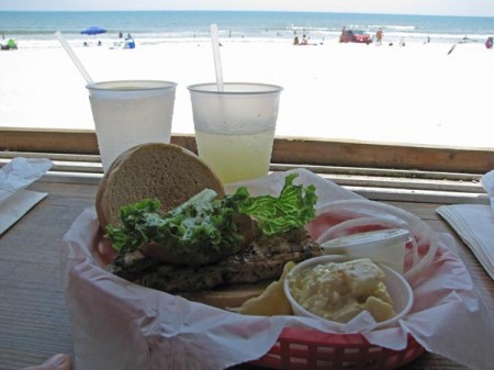 My mahi-mahi sandwich at the Breakers beach restaurant.