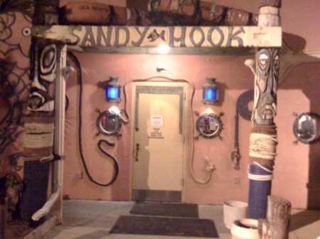The very nautical entrance to the Sandy Hook Restaurant.