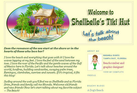shellbelles-tiki-hut Rhonda Renee publishes ShellBelle's Tiki Hut Blog about her love of beaches.