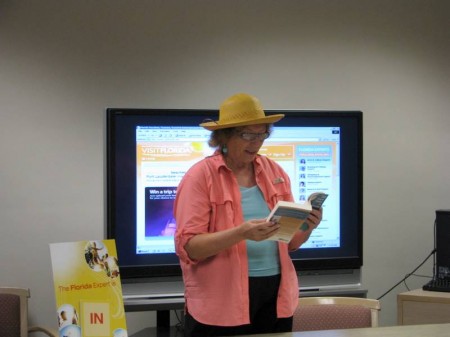 Lucy Beebe Tobias reads a few lines from her book "50 Great Walks in Florida."