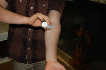 DSC_3635 Applying Stingmate after being stung by a jellyfish.