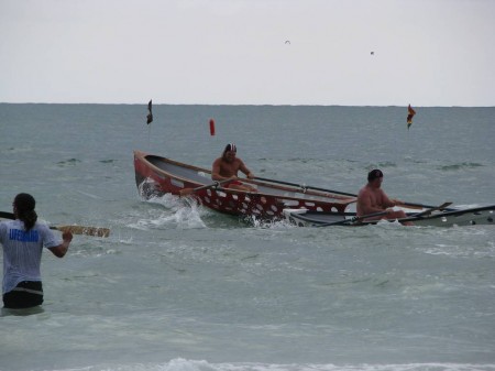 IMG_2068 Surf boats can be launched quickly into the ocean and are a valuable tool for lifeguarding. These boats are being launched at the Southeast Regional Lifeguarding Competition in 2008.