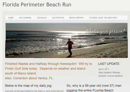 Luther Rupp is jogging around Florida via the beaches.