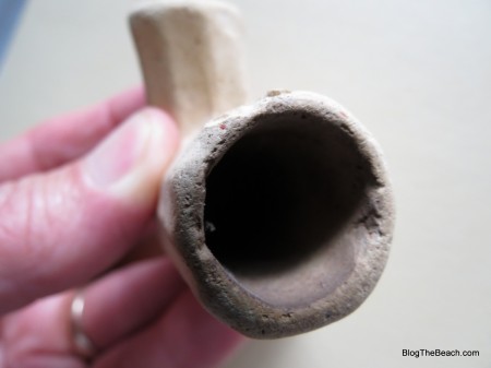 Looking into the bowl of clay pipe found on Caspersen Beach, FL