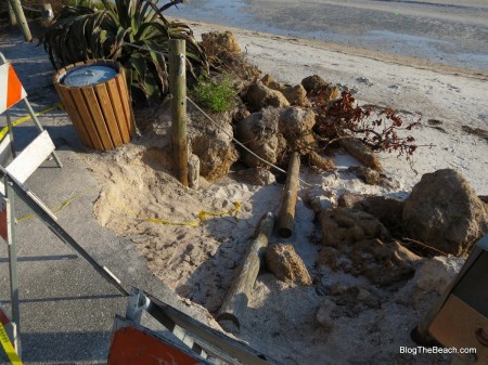 Cortez Beach erosion from tropical storm Debby.
