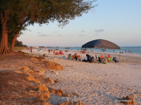Anna Maria beach at Magnolia Avenue at sunset.
