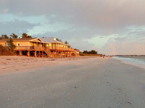 Beach homes on Little Gasparilla Island, Florida.