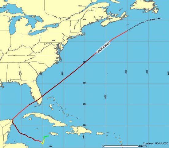 Hurricane Wilma had plenty of time in the open and very warm waters of the Caribbean to develop into a powerful hurricane.