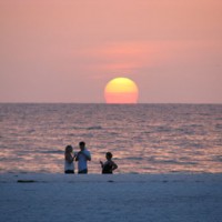 The sun sinks into the Gulf of Mexico on July 1, 2008 at Clearwater Beach.