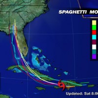 Saturday Aug 16, 2008 computer track forecast for Tropical Storm Fay.